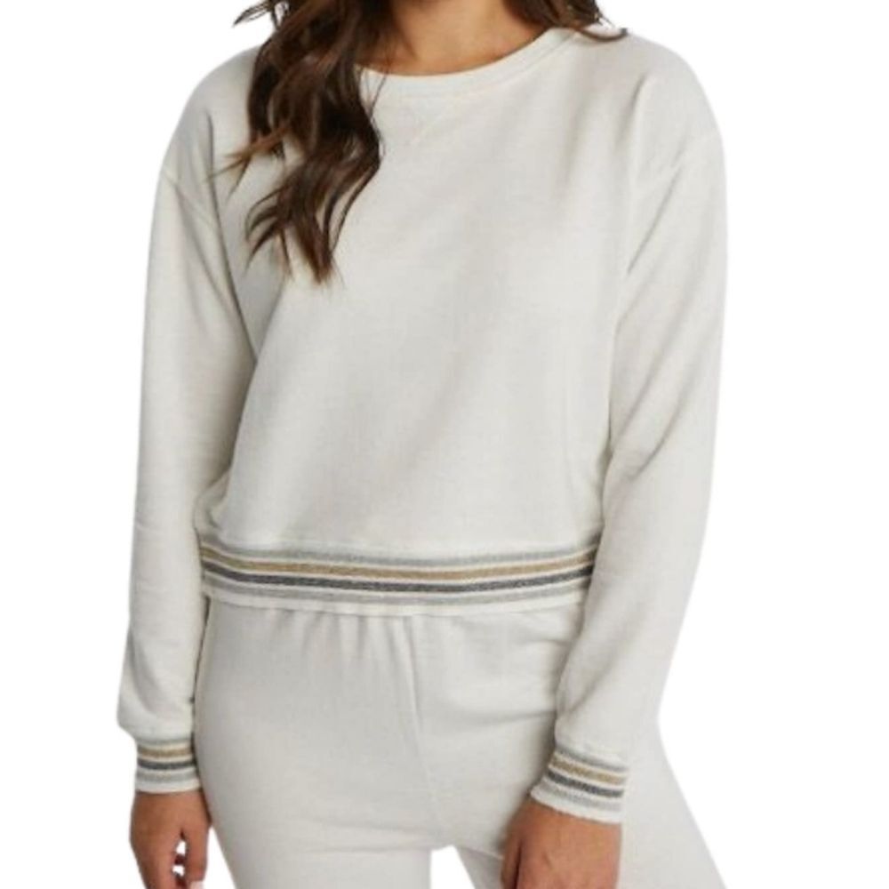 NWT Splendid Pullover Crop Sweatshirt Cotton Modal Brushed Terry Cream White - S